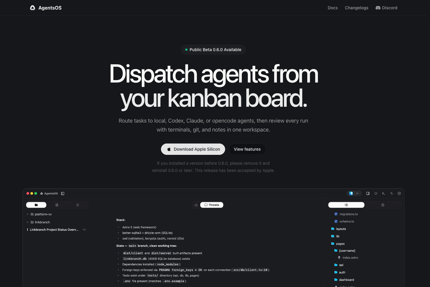 Agents OS screenshot 1